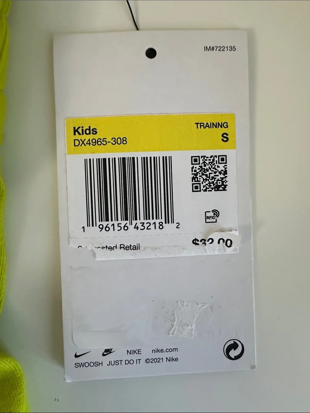 NIKE Kids Small Training Running Shorts, Dri-Fit Lime Green, Pockets- DX4965-308